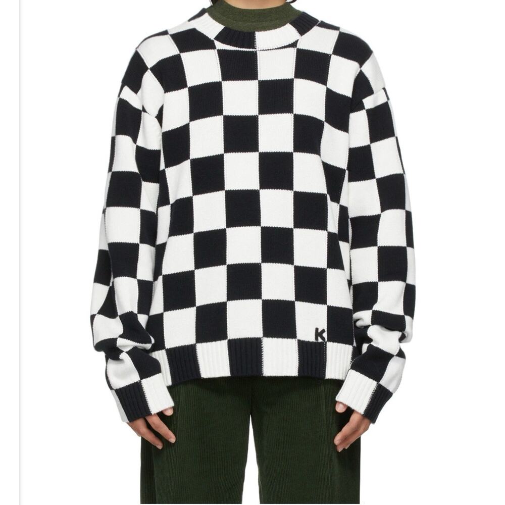 Kenzo Black & White Check Sweater Size XL